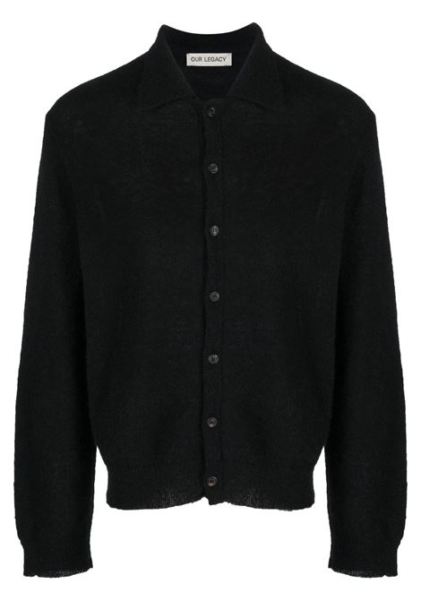 Cardigan con colletto stile polo in nero - OUR LEGACY uomo OUR LEGACY | M4213ECFSEBLA